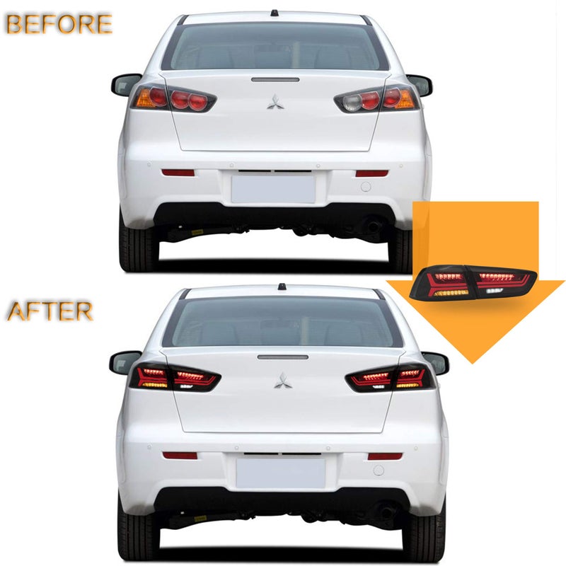 VLAND Tail lights Assembly Fit for Mitsubishi Lancer & EVO X 2008-2020(Not for Sportbacks/fortis/io), Rear Lamp with DRL, Back light w/Fog Lights & Sequential Turn Signal, Smoked - Image 5